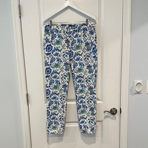 Talbots Blue and Green Floral Slim Ankle Jeans